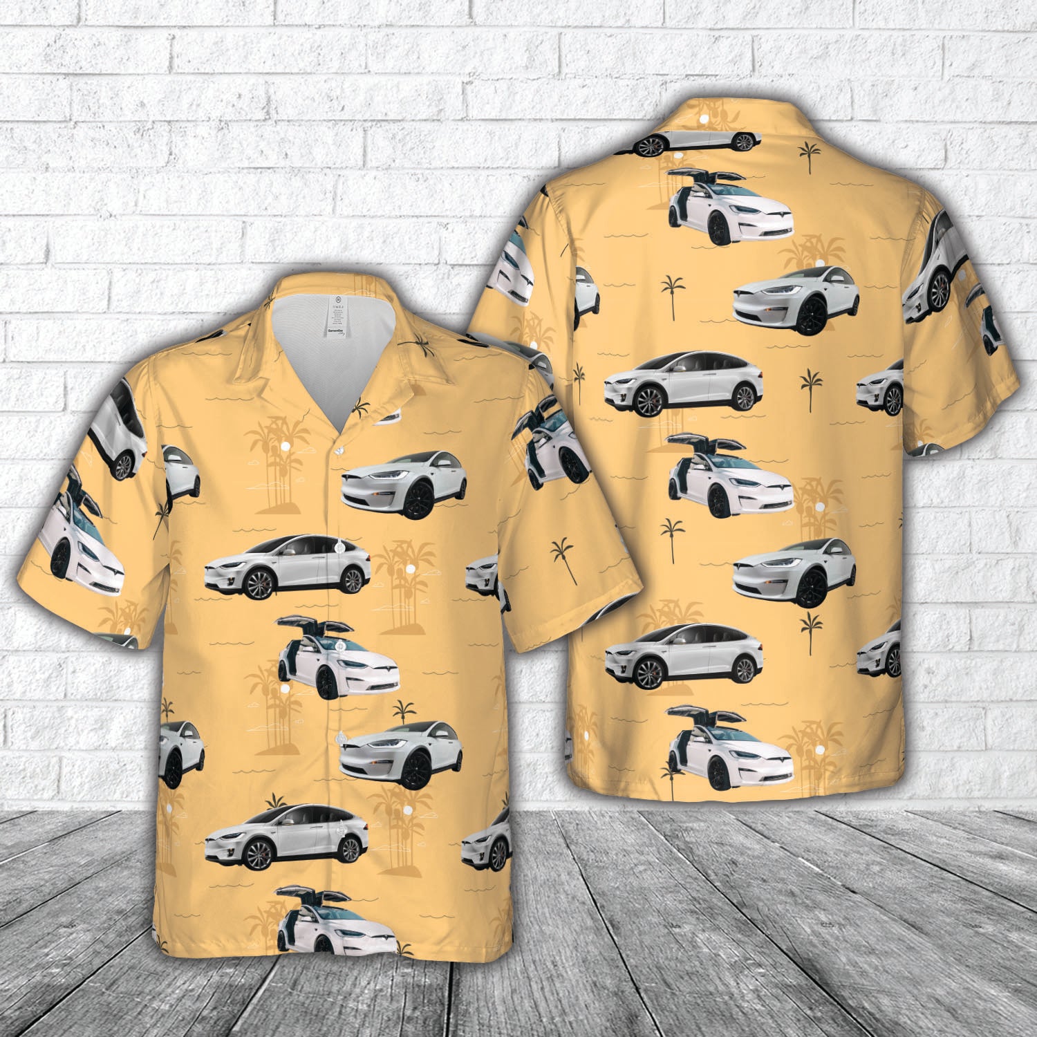 Tesla Model X White Hawaiian Shirt