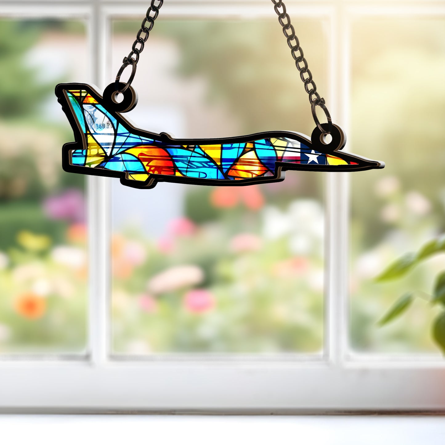 Texas Air National Guard 182d Fighter Squadron F-16 Fighting Falcon Custom Shape Window Hanging Suncatcher