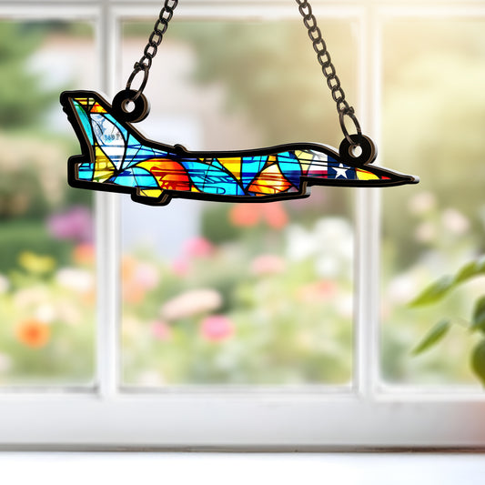 Texas Air National Guard 182d Fighter Squadron F-16 Fighting Falcon Custom Shape Window Hanging Suncatcher