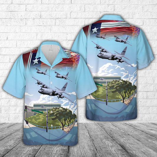 Texas Air National Guard Lockheed C-130H-LM Hercules (s n 85-1368) from the 181st Airlift Squadron, 136th Airlift Wing, 4th Of July Hawaiian Shirt