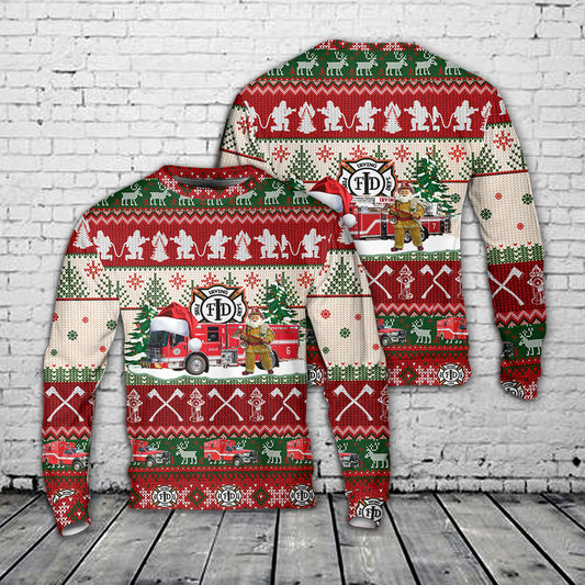 Texas Irving Fire Department AOP Christmas Sweater