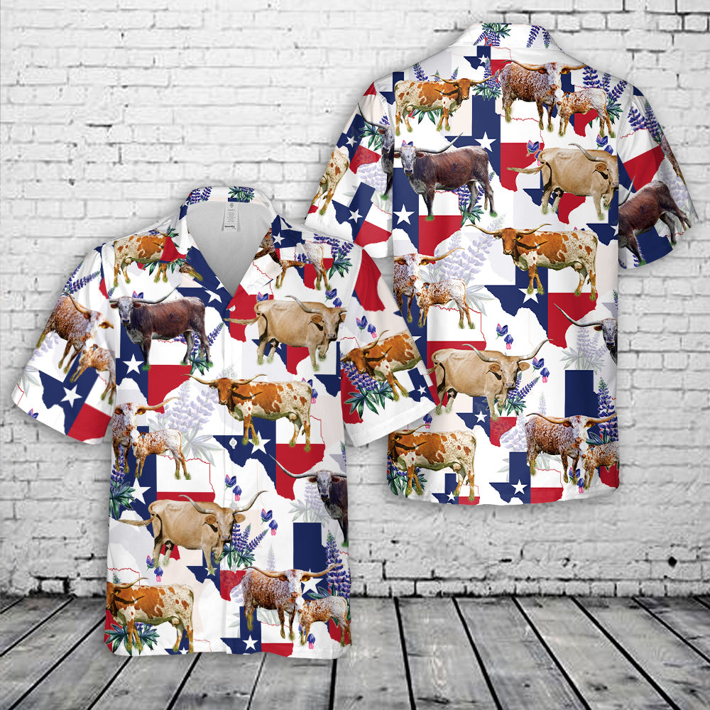 Texas Longhorn Cattle Hawaiian Shirt