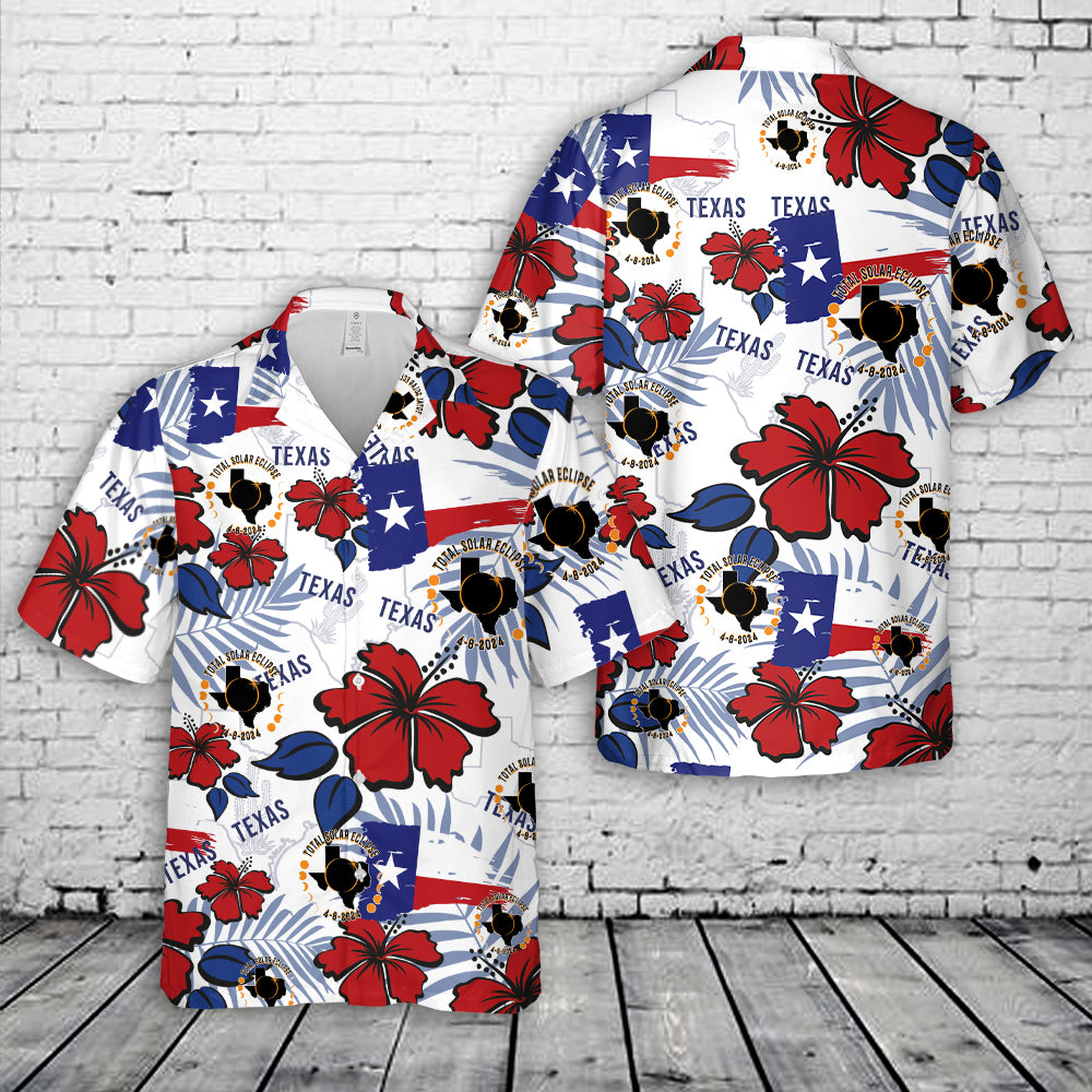 Texas Total Solar Eclipse April 8th 2024 Hawaiian Shirt