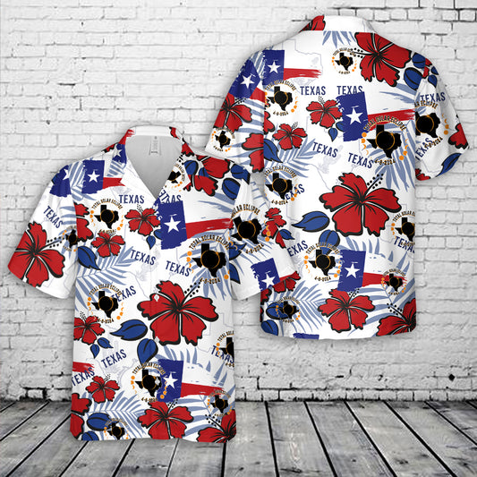 Texas Total Solar Eclipse April 8th 2024 Hawaiian Shirt