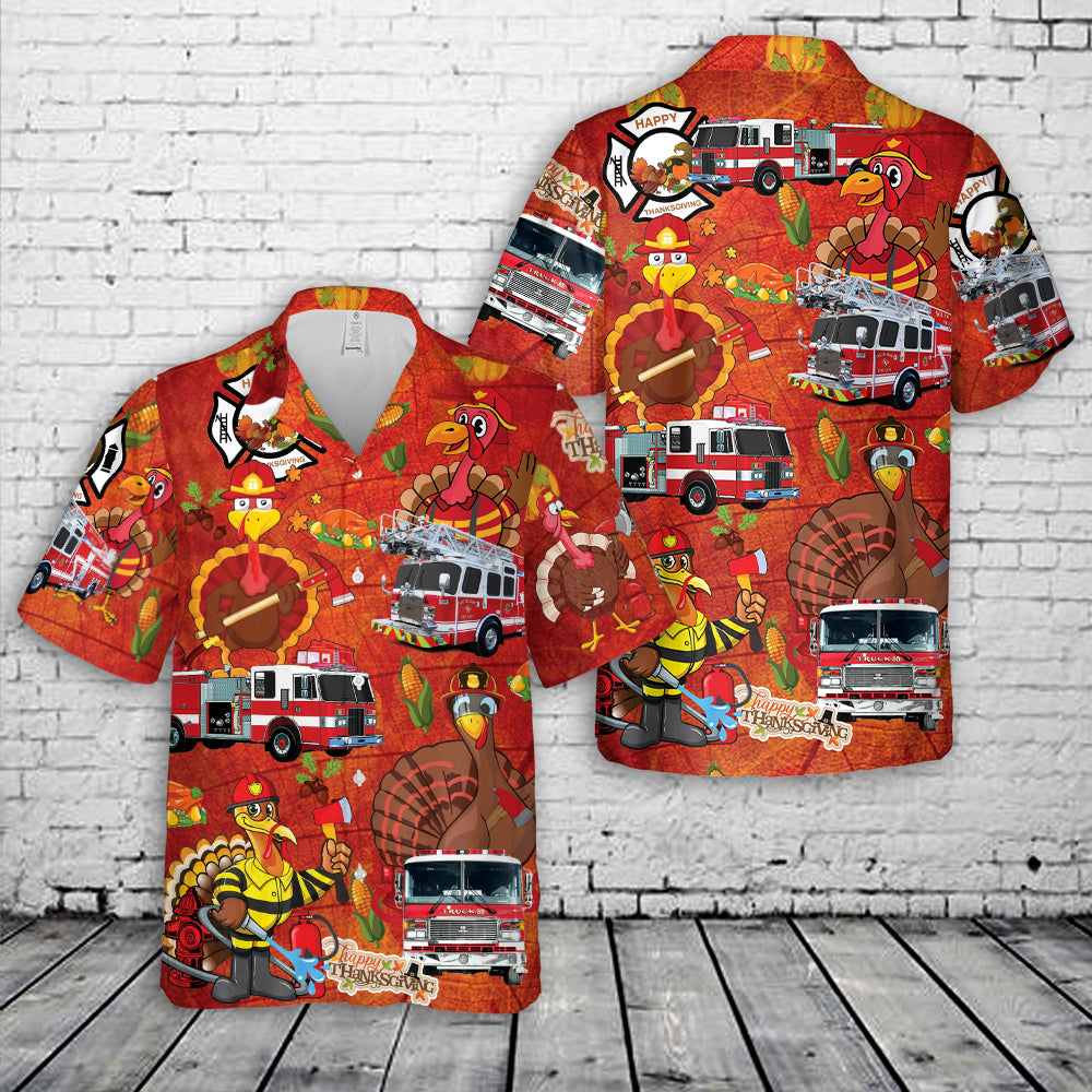 Thanksgiving Firefighter Turkey Hawaiian Shirt