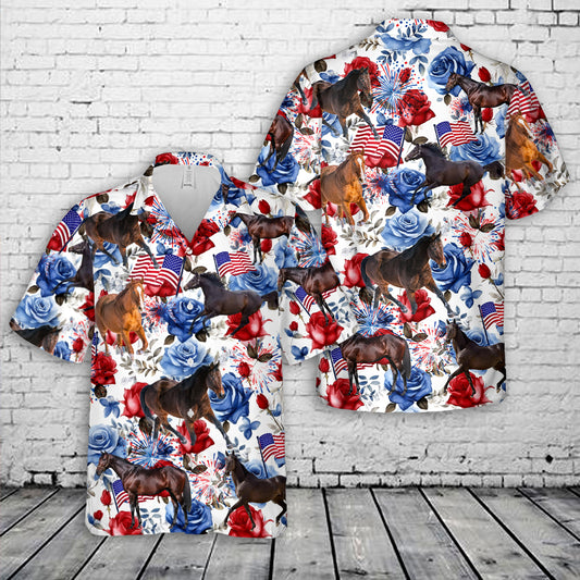 Thoroughbred Horse, 4th Of July Hawaiian Shirt