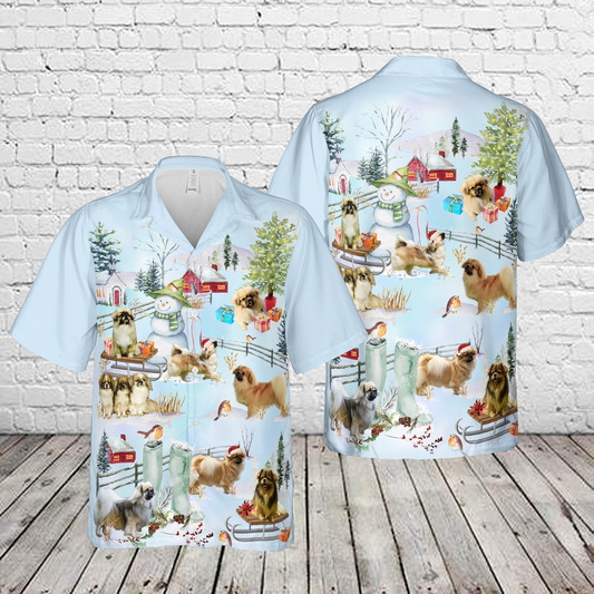 Tibetan Spaniel Dog Christmas Hawaiian Shirt