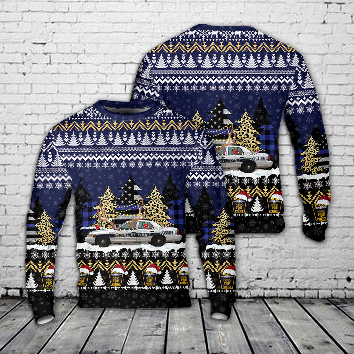 Toledo, Ohio Police Department 2003 Ford Crown Victoria Christmas AOP Sweater