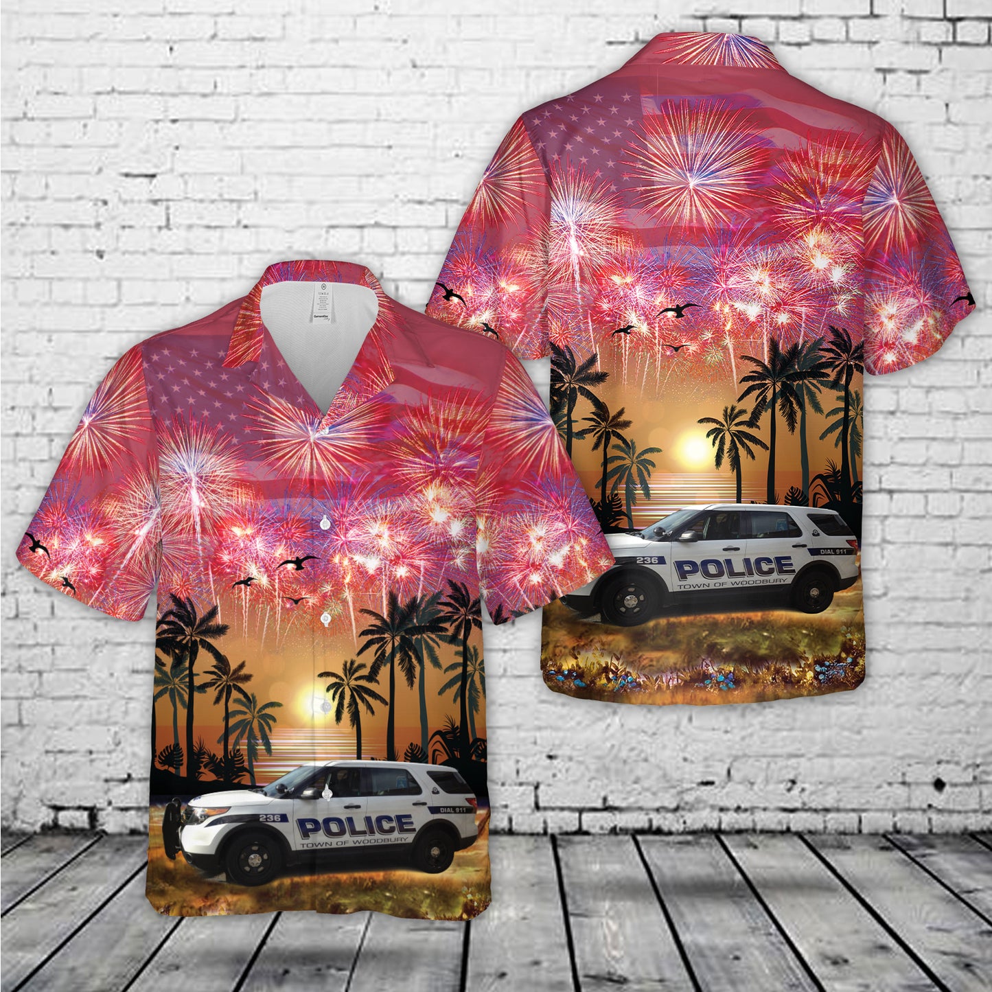 Town of Woodbury Police Dept., 4th Of July Hawaiian Shirt