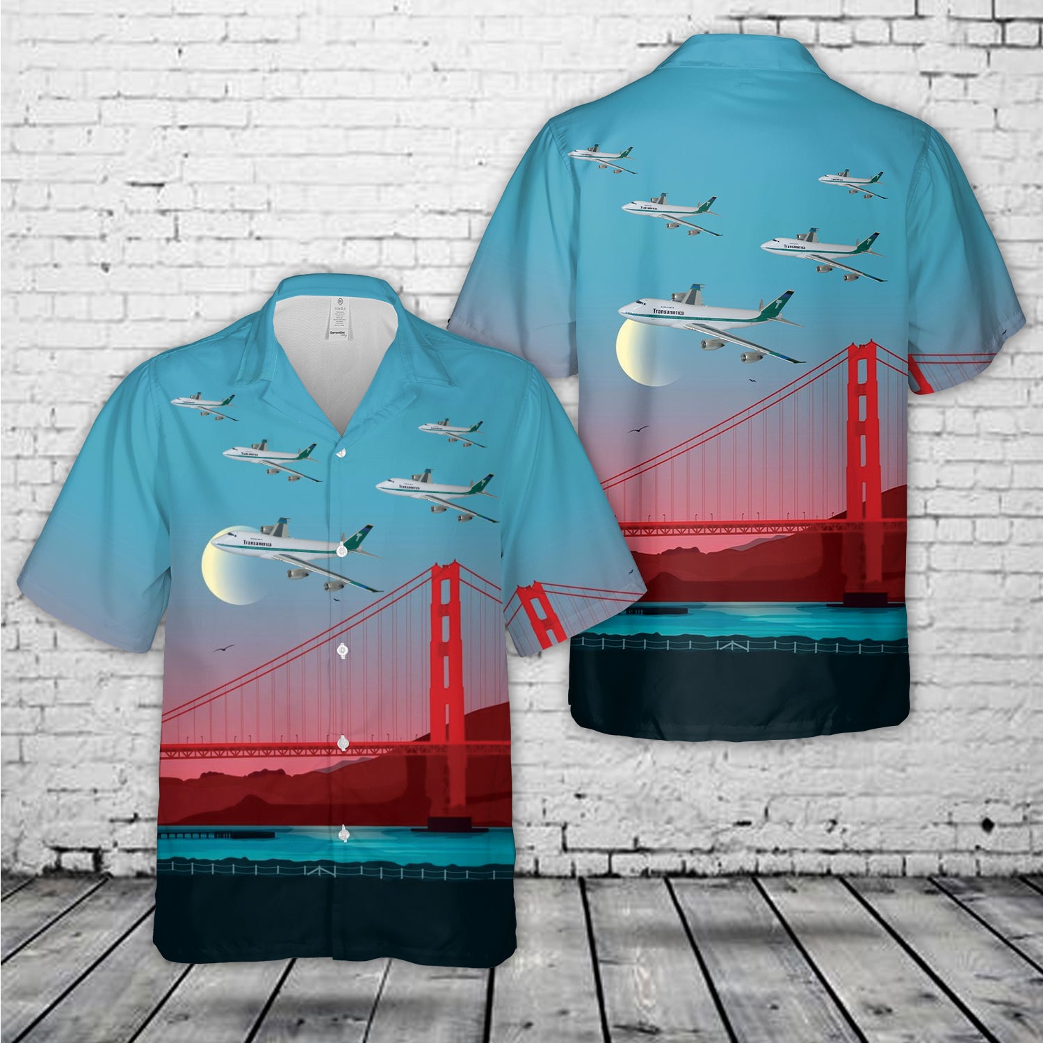 Transamerica Airlines Boeing 747 Hawaiian Shirt