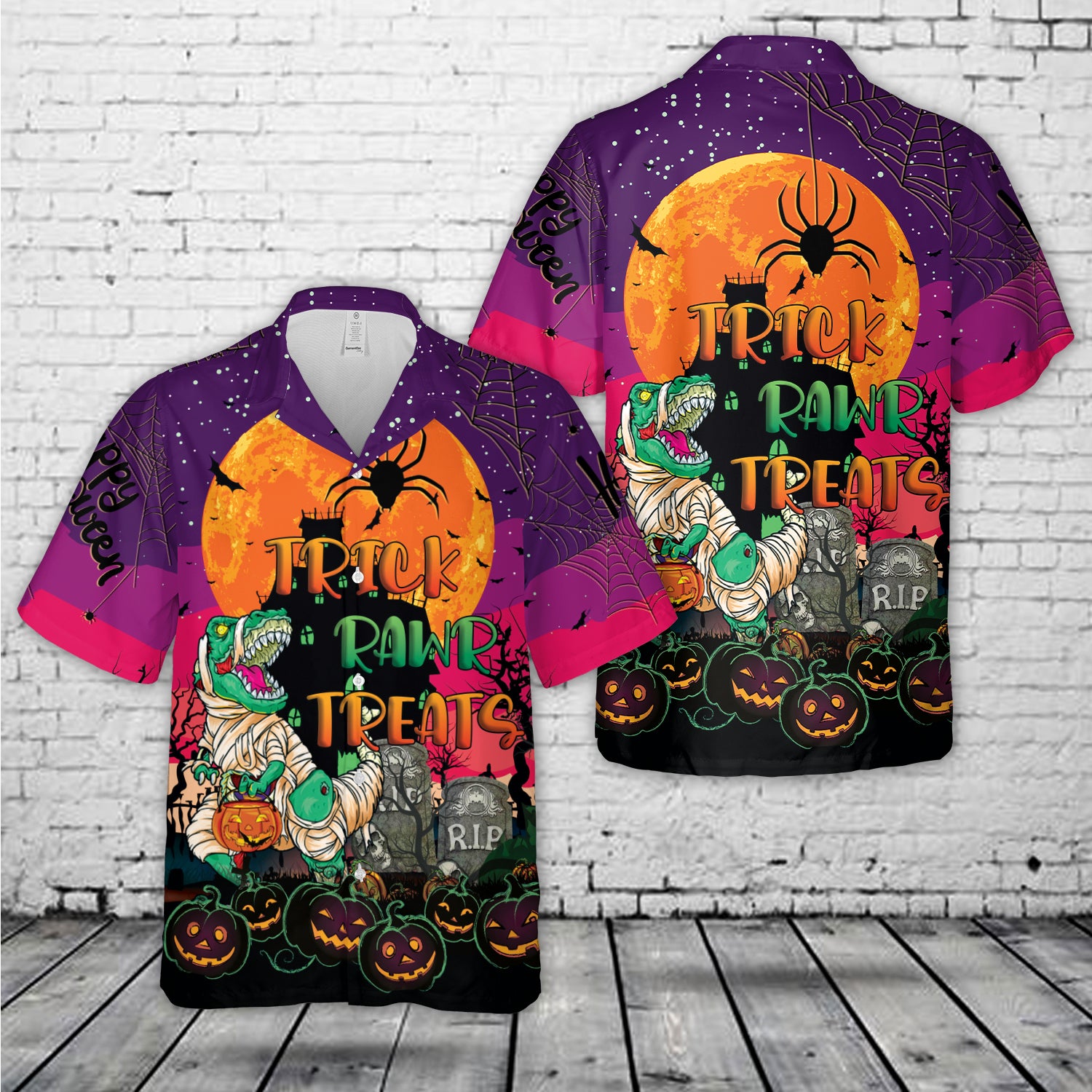 Trick Rawr Treat Halloween Hawaiian Shirt