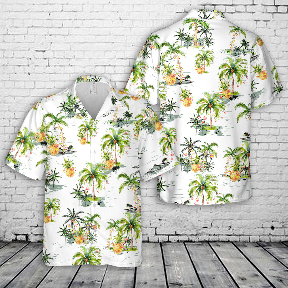 Tropical Palm Christmas Tree Hawaiian Shirt