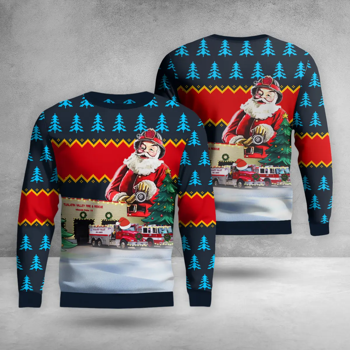 Tualatin Valley Fire & Rescue Wilsonville station 52 AOP Christmas Sweater