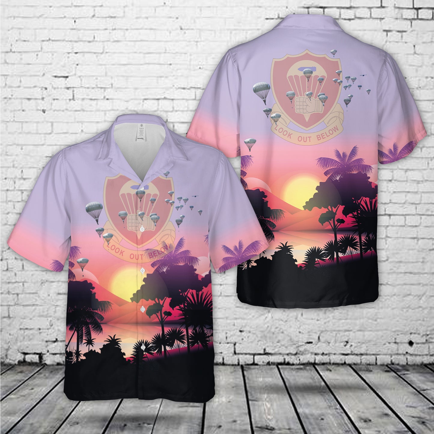 U.S. Army 377th Parachute Field Artillery Regiment jump from a U.S. Air Force C-130 Hercules during RED FLAG-Alaska Hawaiian Shirt