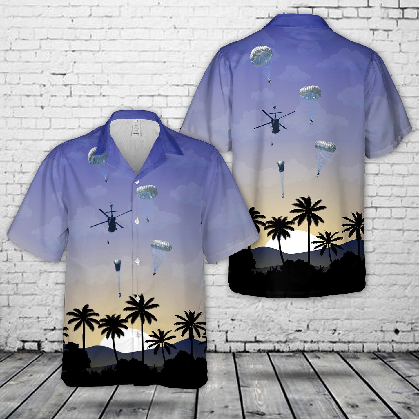 U.S. Army Paratroopers Jump Out Of A UH-60 Black Hawk Hawaiian Shirt
