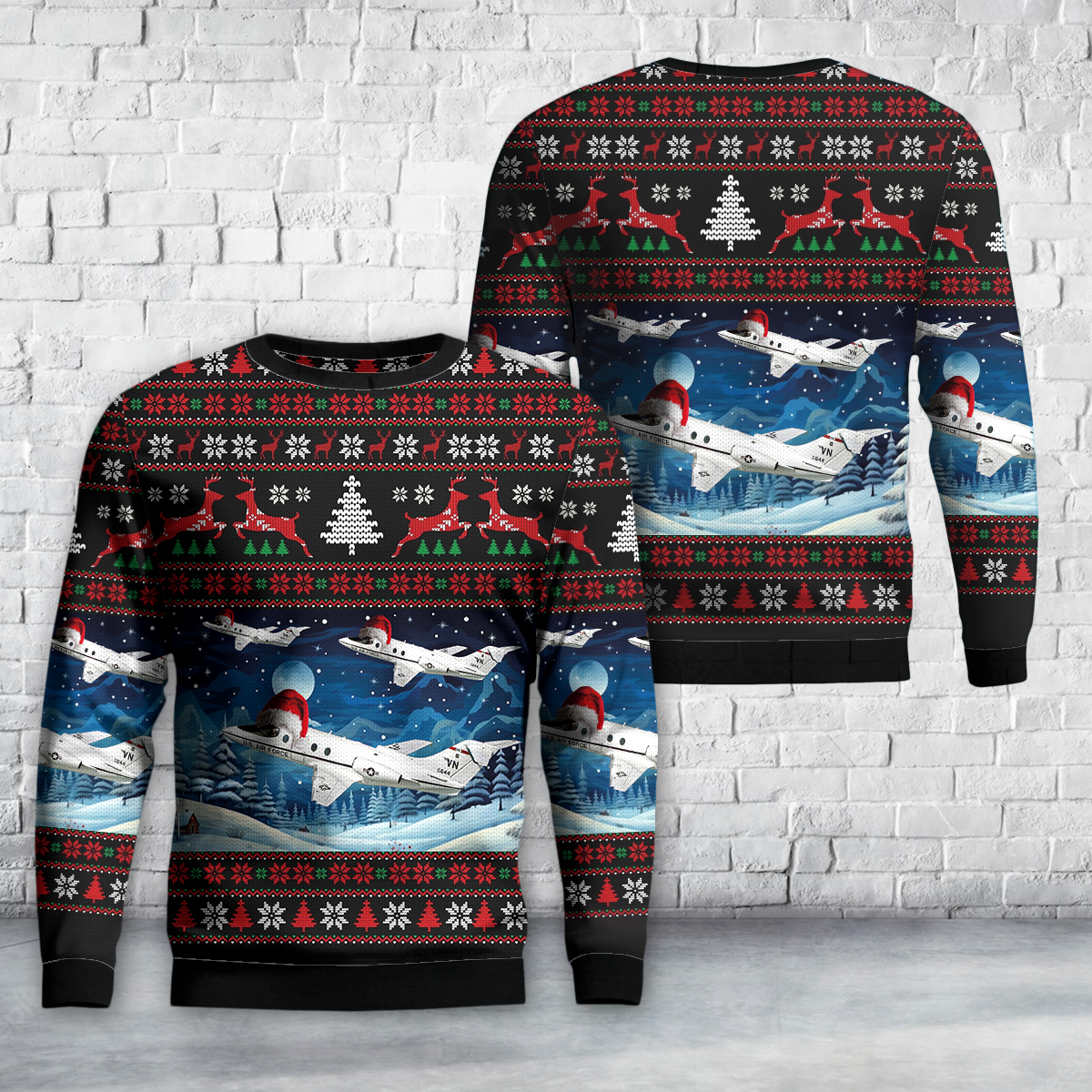 U.S Air Force Raytheon T-1 Jayhawk AOP Ugly Christmas Sweater