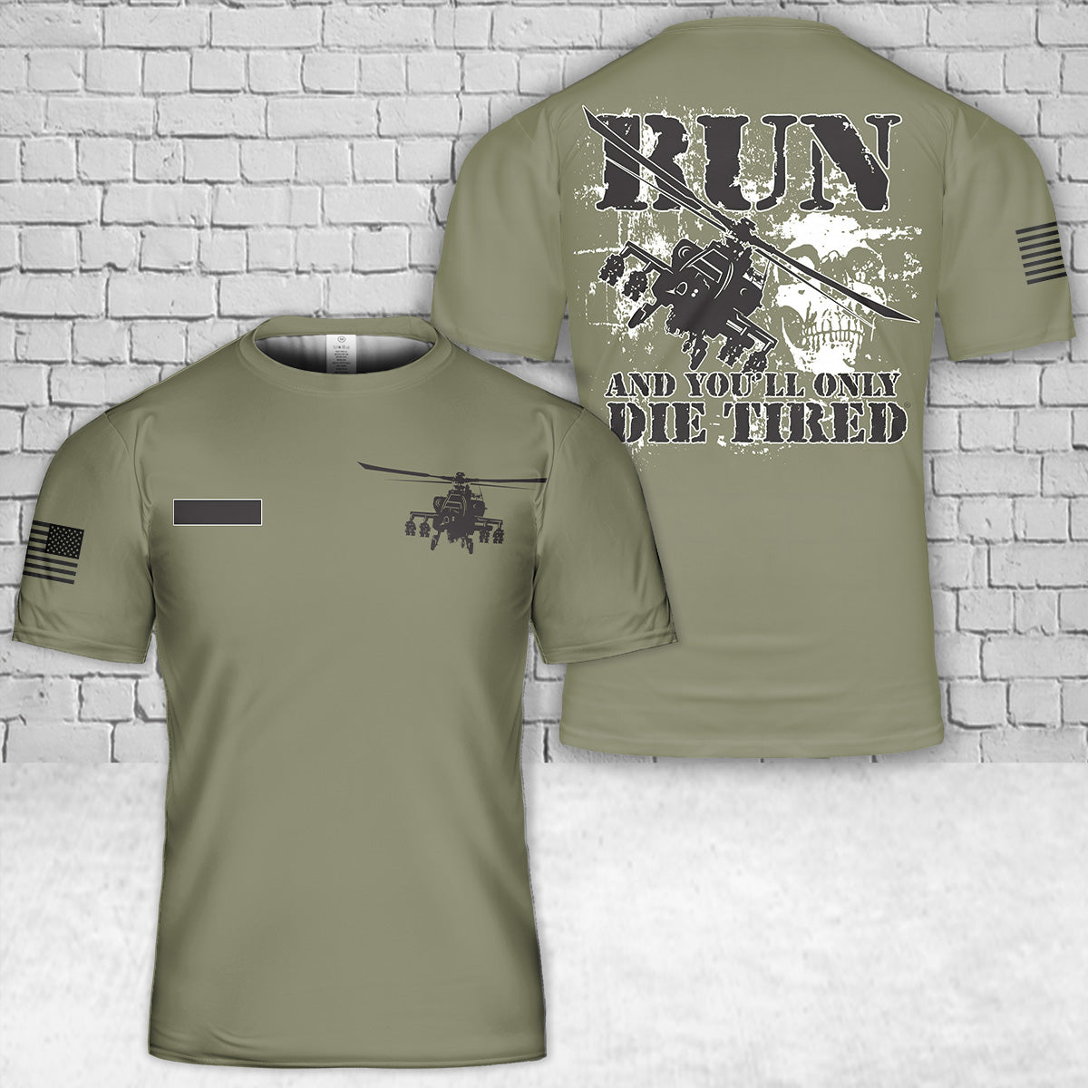 Custom Name US Army Boeing AH-64 Apache 3D T-Shirt