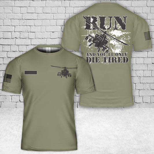 Custom Name US Army Boeing AH-64 Apache 3D T-Shirt