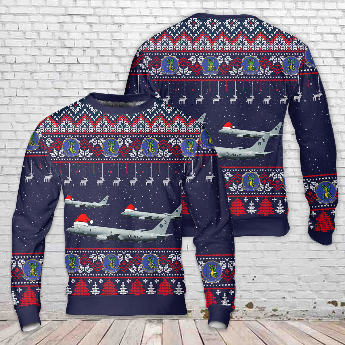 US Navy VP-4 Skinny Dragons P-8A Christmas AOP Sweater