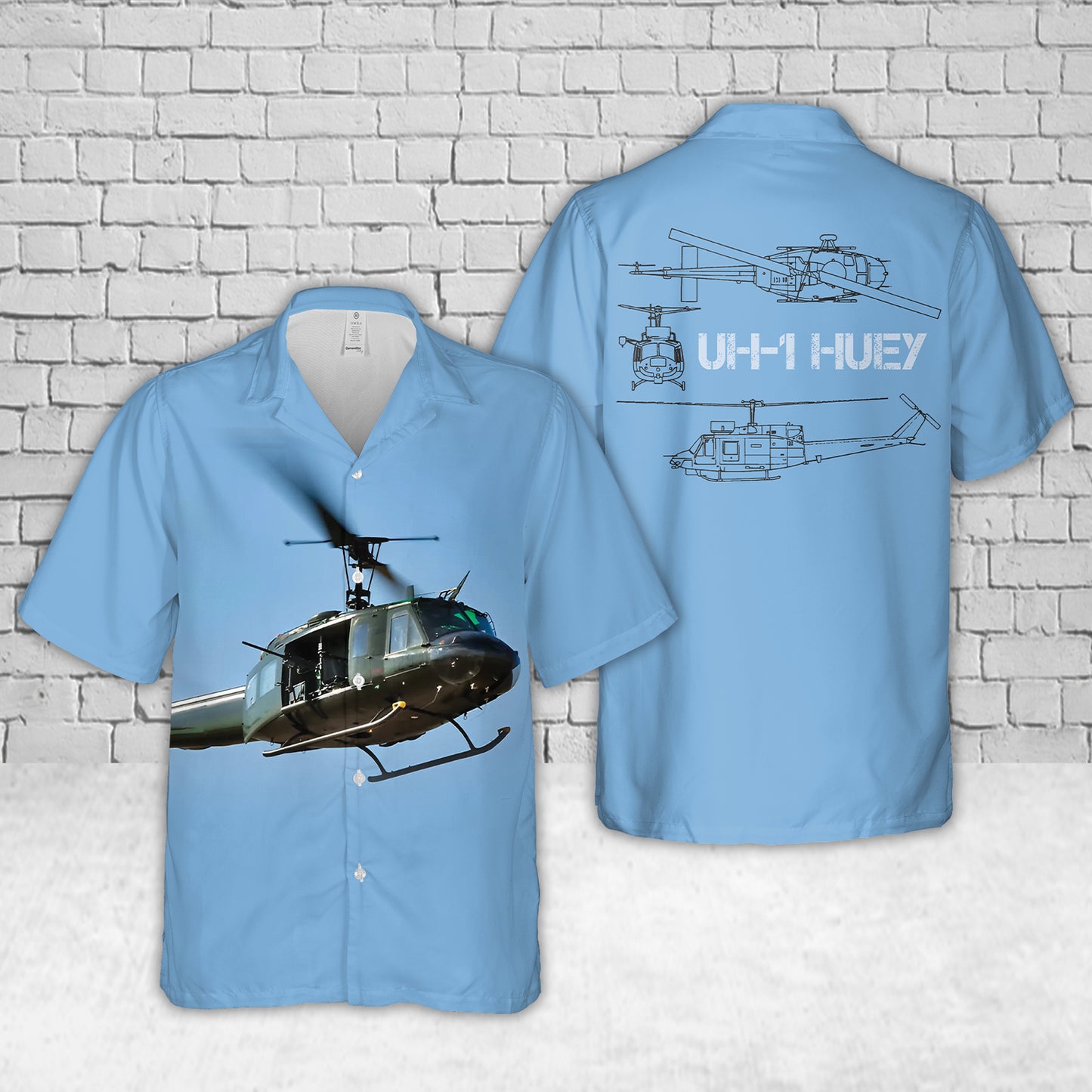 UH-1 Huey Helicopter Hawaiian Shirt