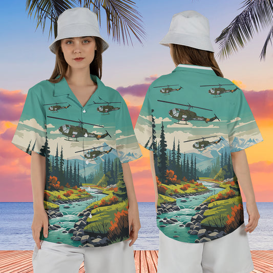 UH-1 Huey Iroquois Dustoff Medevac Vietnam Era Bell Helicopter Hawaiian Shirt For Women