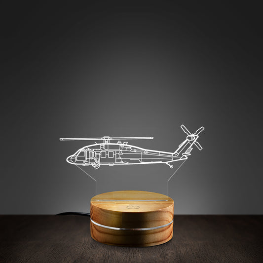 UH-60 Black Hawk Silhouette Custom Shape Photo Night Light