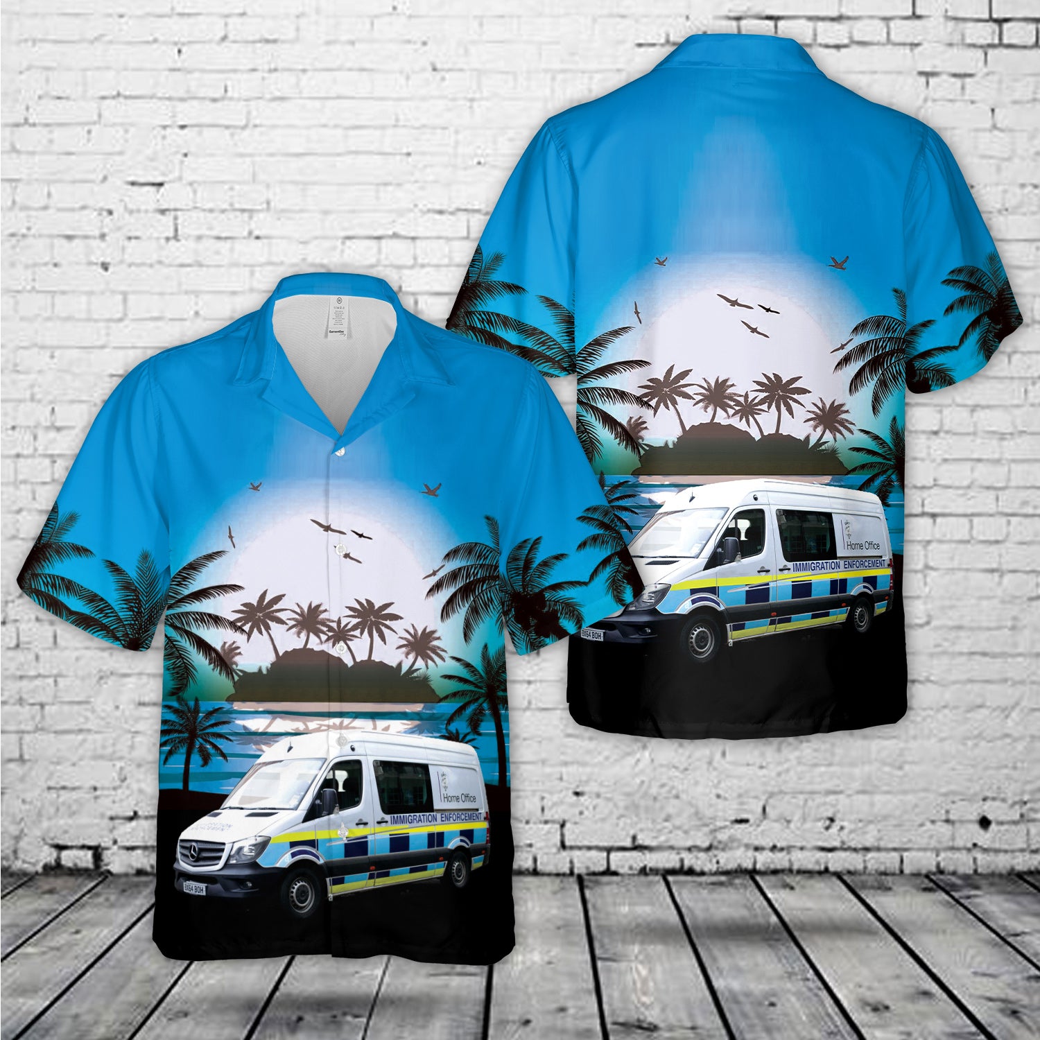 UK Immigration Service Van Hawaiian Shirt