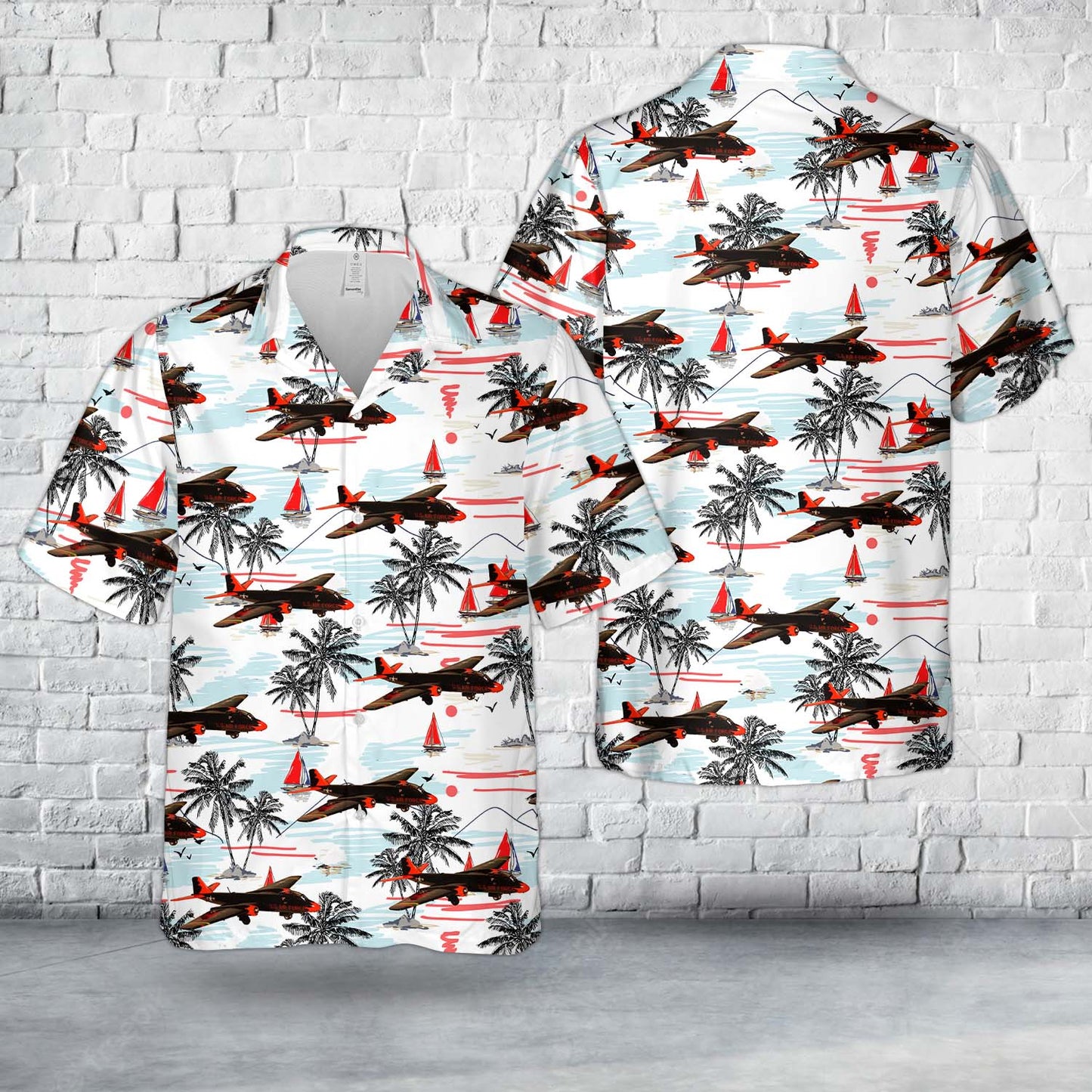 USAFE Martin B 57B Canberra, 52-1590, The Black Knights 38th Bomb Wing Hawaiian Shirt