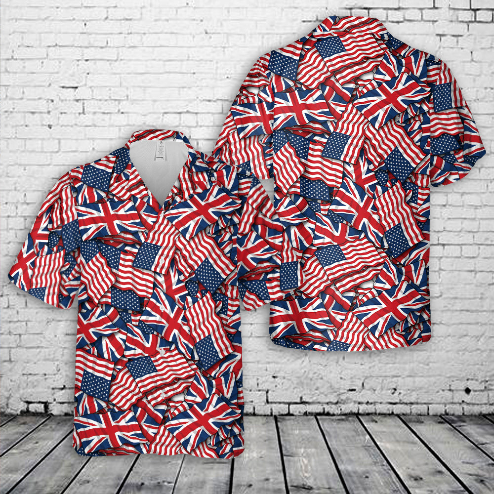 USA British Flag pattern Hawaiian Shirt