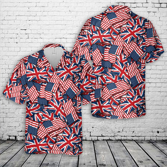 USA British Flag pattern Hawaiian Shirt