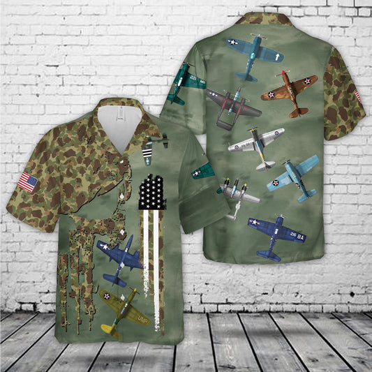USA Fighter Planes of WWII Hawaiian Shirt