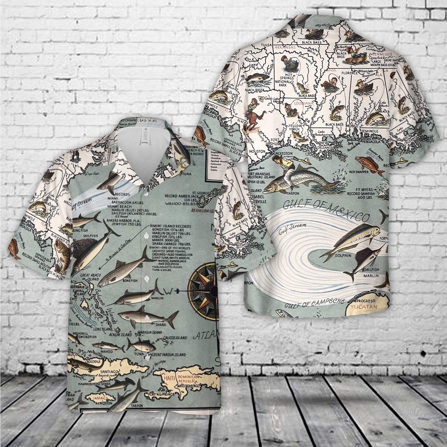 USA Fishing Map Hawaiian Shirt