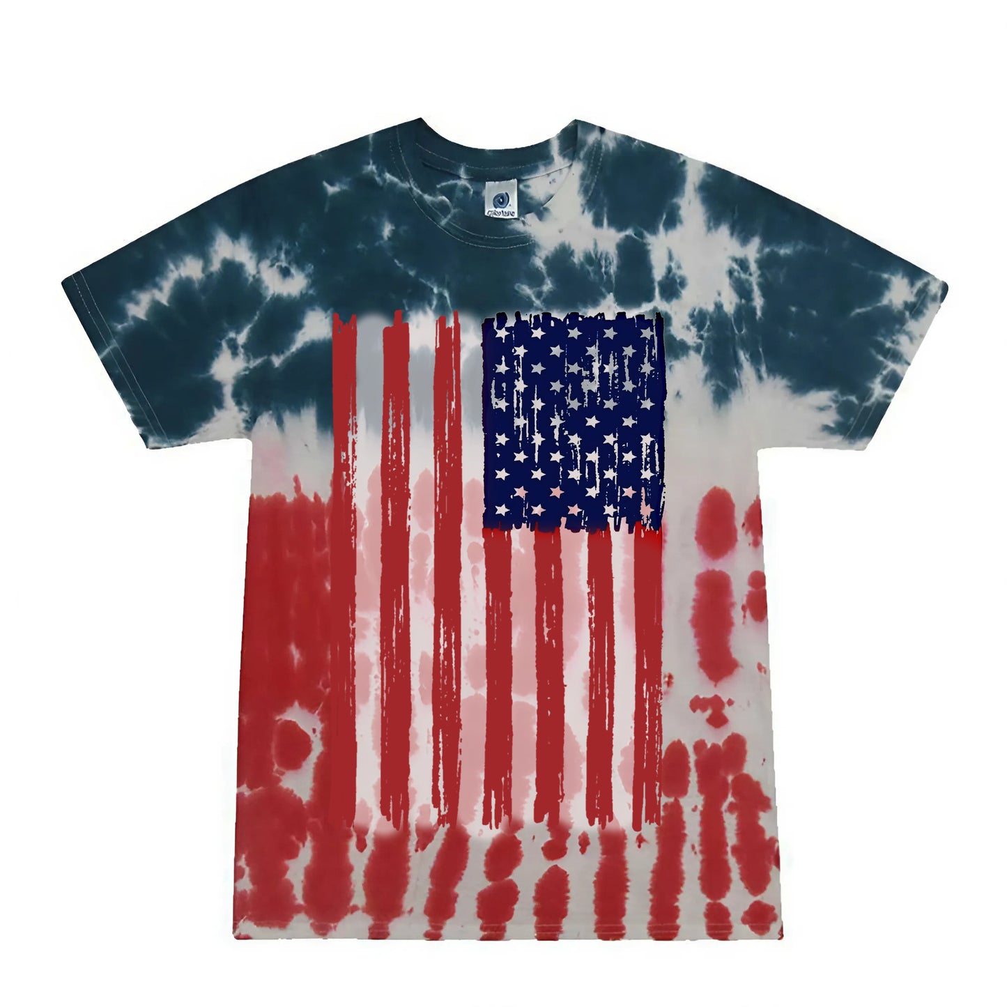 USA Flag Multi-Color Tie-Dyed T-Shirt ColorTone 1000 (Made in US)