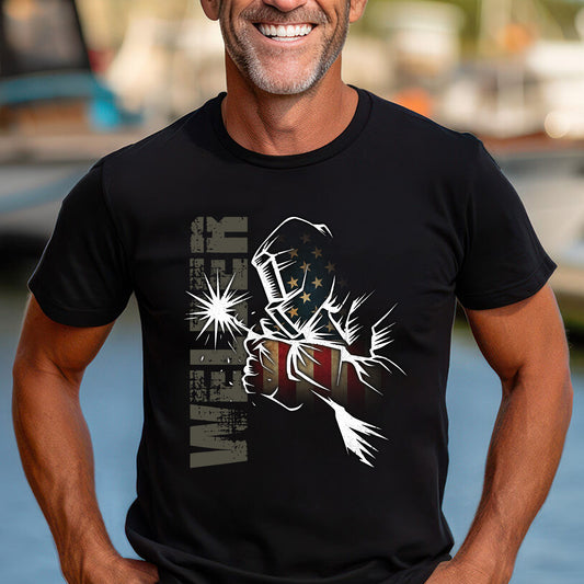 USA Flag Welder Classic Unisex T-Shirt Gildan 5000 (Made In US)