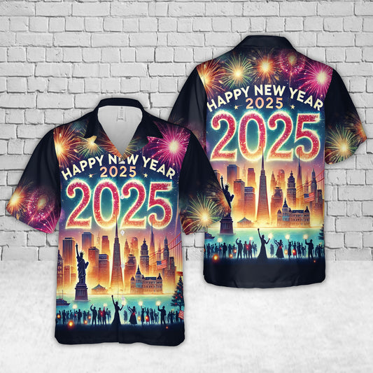 USA Happy New Year 2025 Hawaiian Shirt