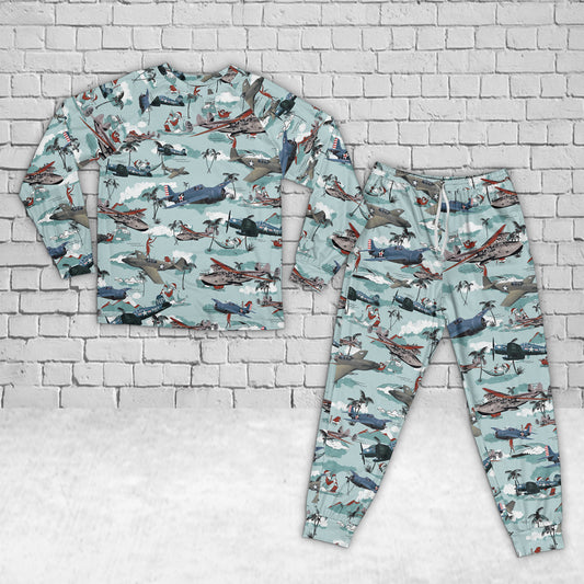 USA WWII Aircraft Kid Raglan Pajamas Set