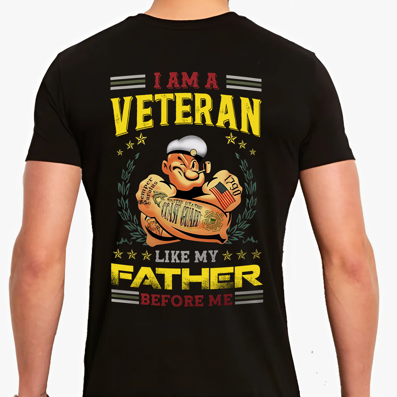 USCG I Am A Veteran Like My Father Before Me Eagle Classic Unisex T-Shirt Gildan 5000 (Made In US) DLTT1306PT03