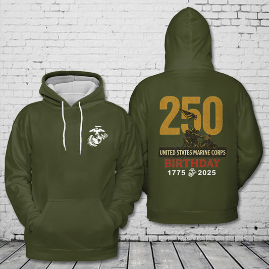 USMC 250th Birthday 3D Hoodie
