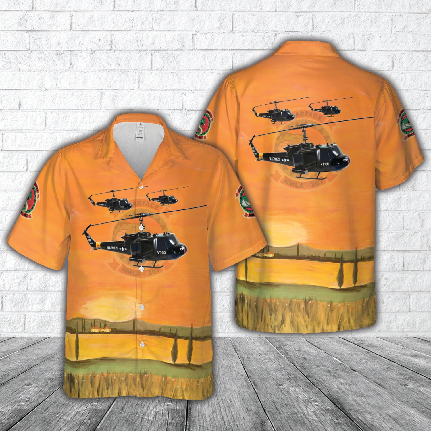 USMC HMLA-367 Bell UH-1N Huey Hawaiian Shirt