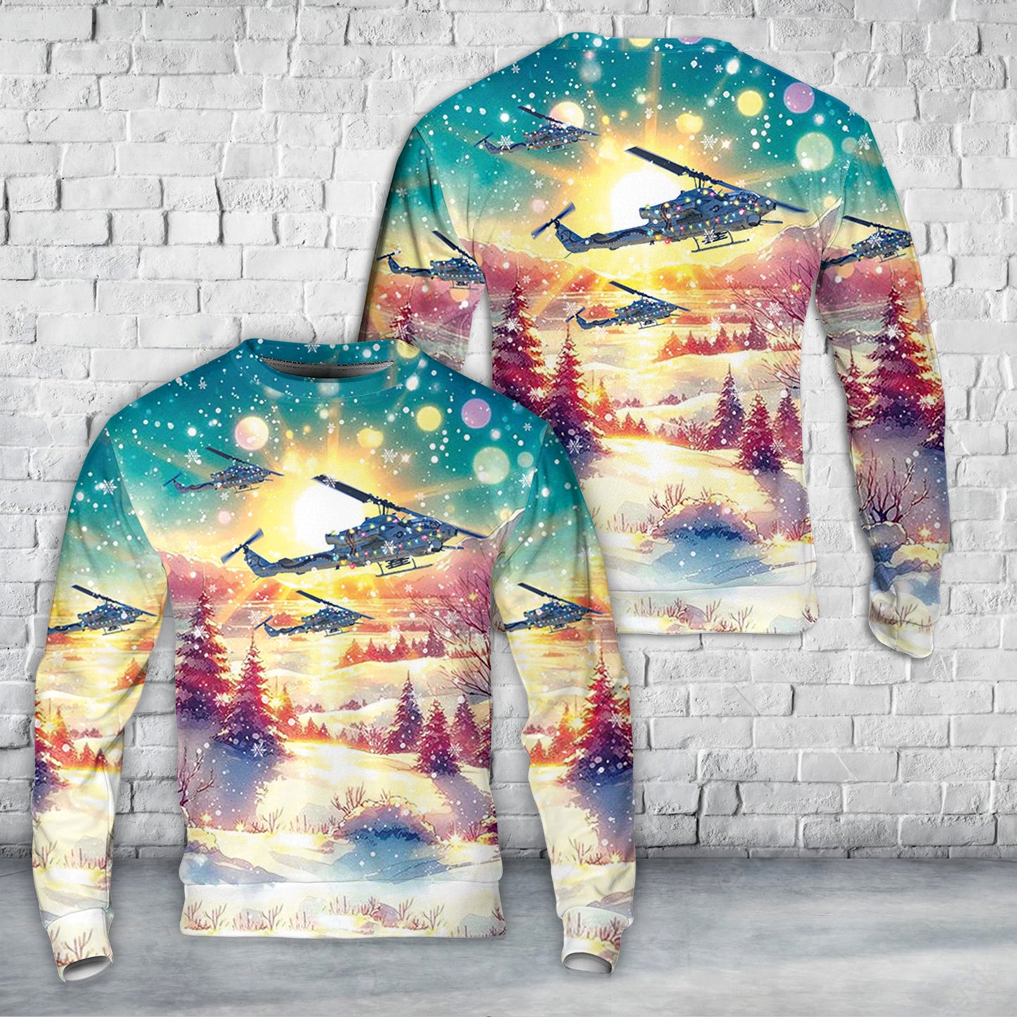 USMC HMLA-369 "Gunfighters" Bell AH-1W Cobra Christmas AOP Sweater