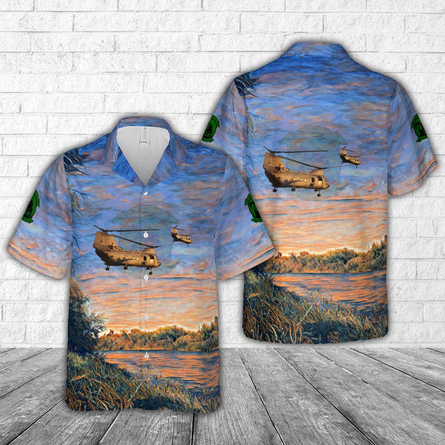 USMC HMMT-164 "Knightriders" CH-46E Sea Knight Hawaiian Shirt