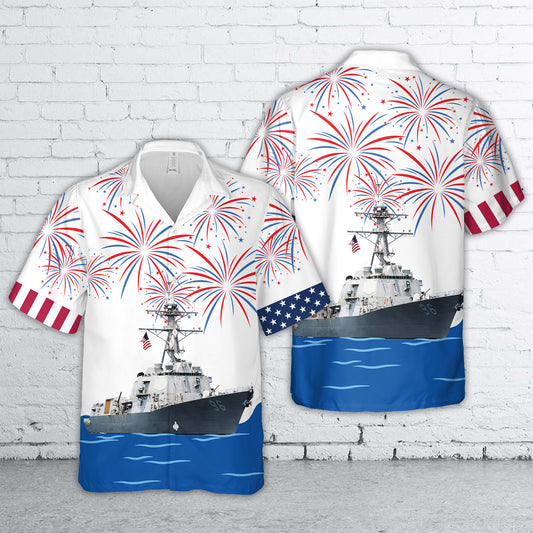 US Navy USS Bainbridge (DDG-96), 4th Of July Hawaiian Shirt