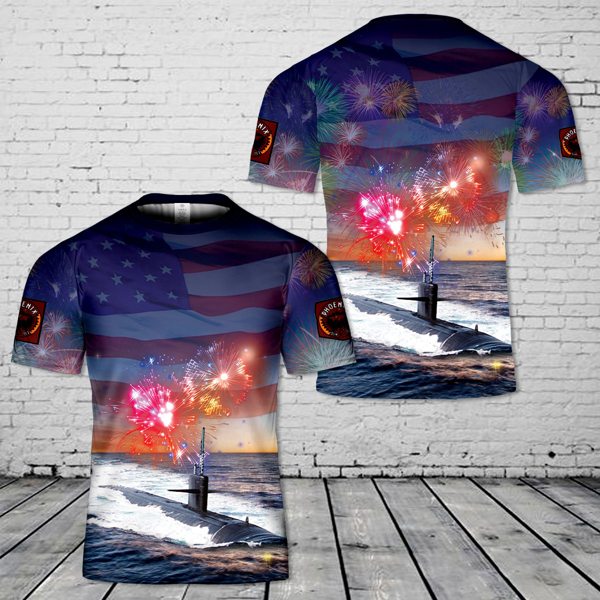 USS Phoenix (SSN-702) Attack Submarine, 4th Of July 3D T-Shirt NLMP0109PK01