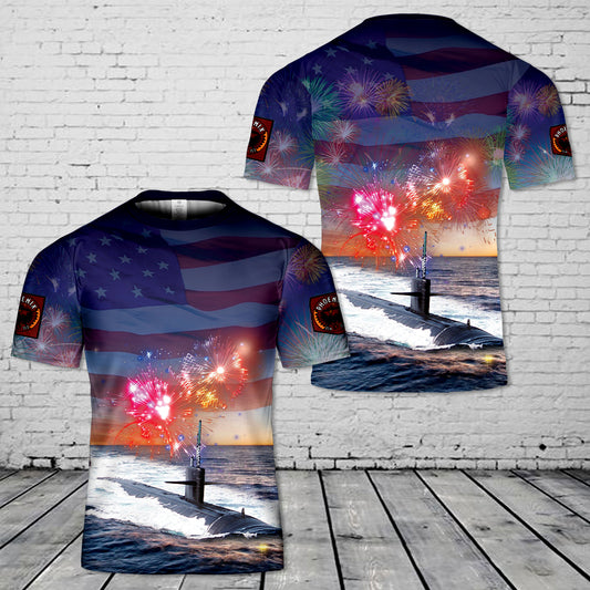 USS Phoenix (SSN-702) Attack Submarine, 4th Of July 3D T-Shirt NLMP0109PK01