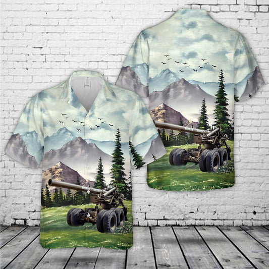 US 155 mm gun M1 Long Tom American Heavy Artillery Fie Hawaiian Shirt
