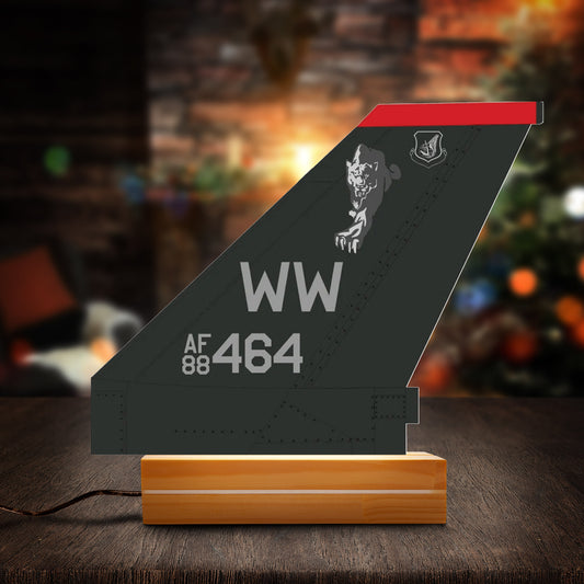 US Air Force 13th Fighter Squadron F-16 Aircraft Tail Photo Night Light