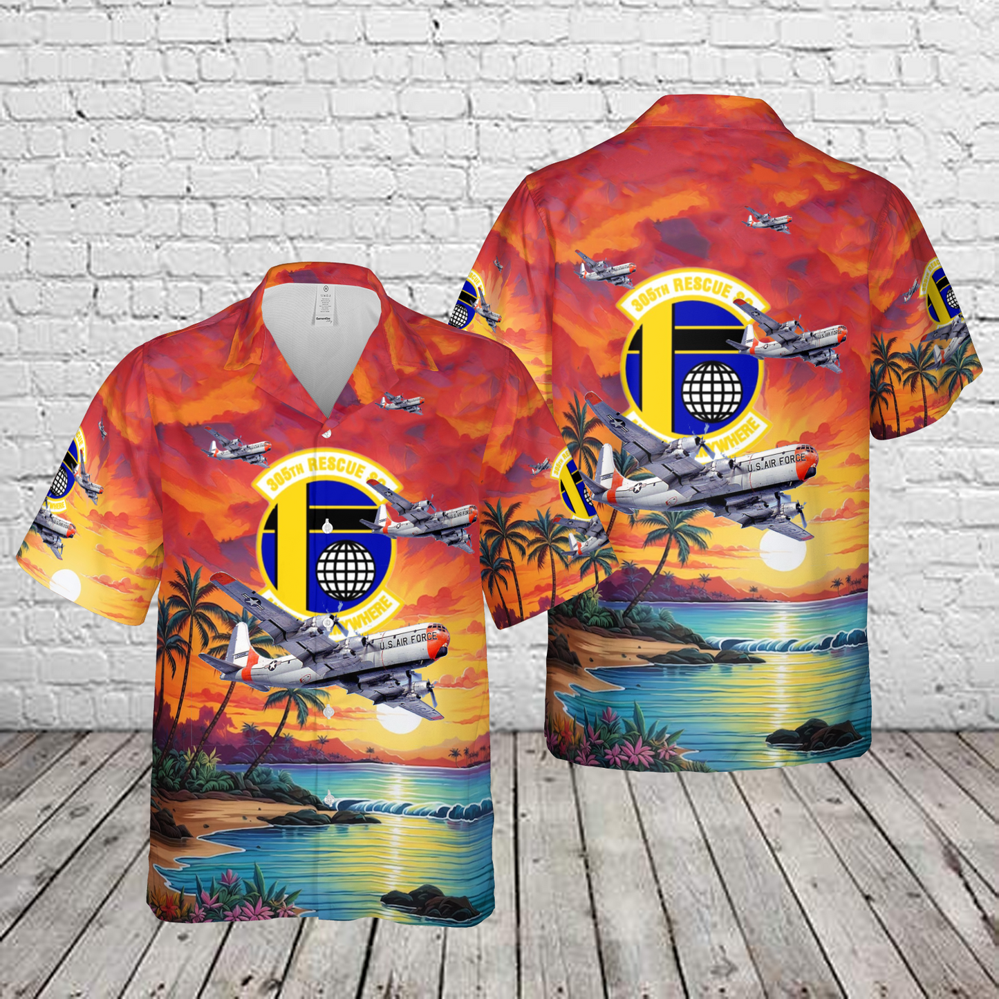 US Air Force 305th Rescue Squadron Boeing C-97G Stratofreighter Hawaiian Shirt