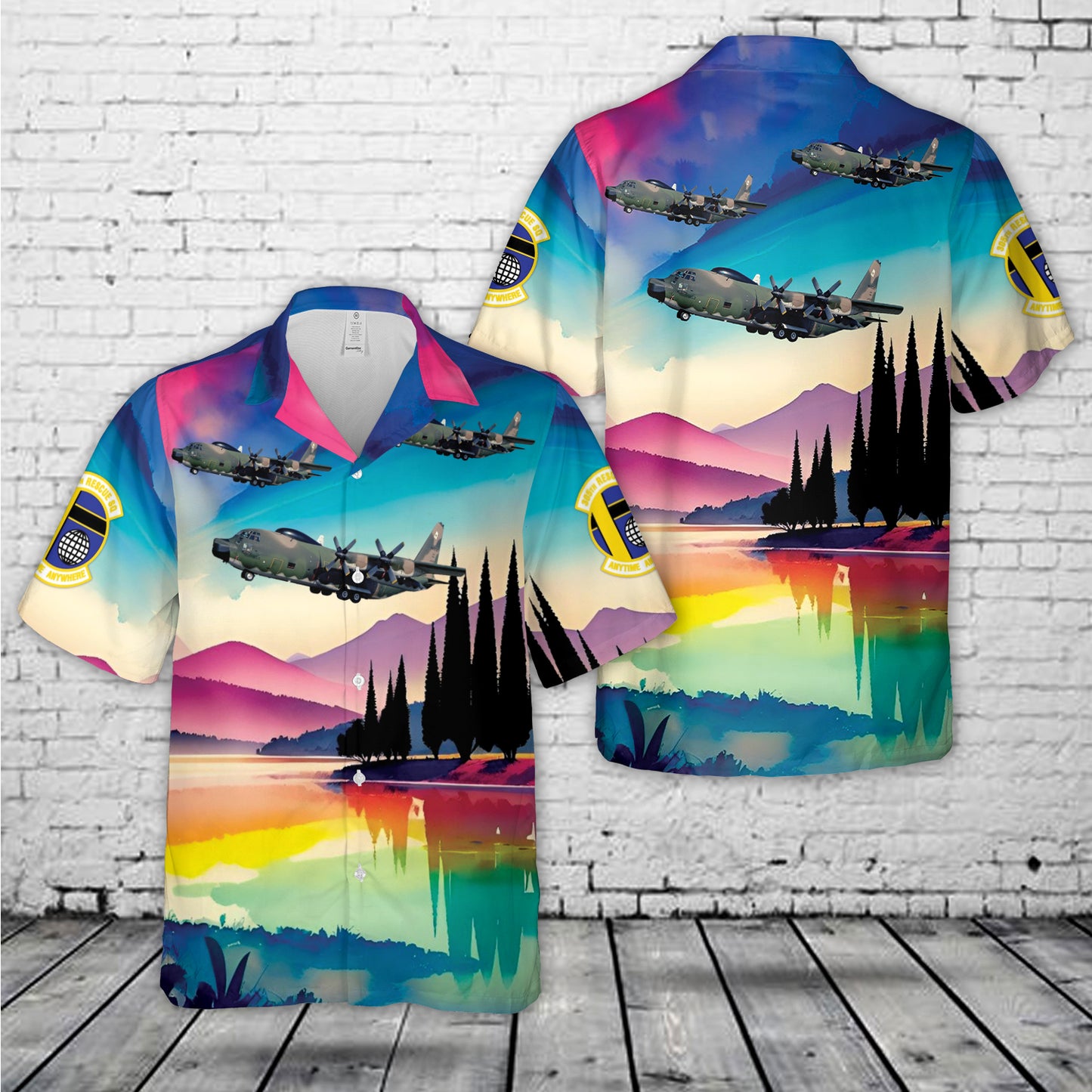 US Air Force 305th Squadron Lockheed HC-130H Hercules Hawaiian Shirt