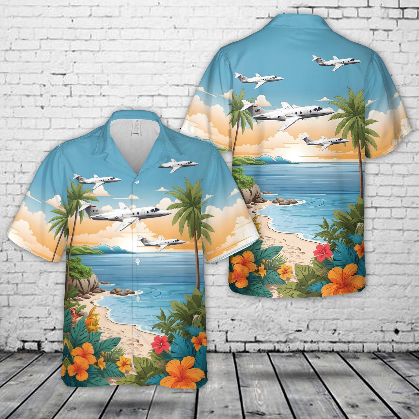 US Air Force 32nd FTS Raytheon T-1A Jayhawk Hawaiian Shirt