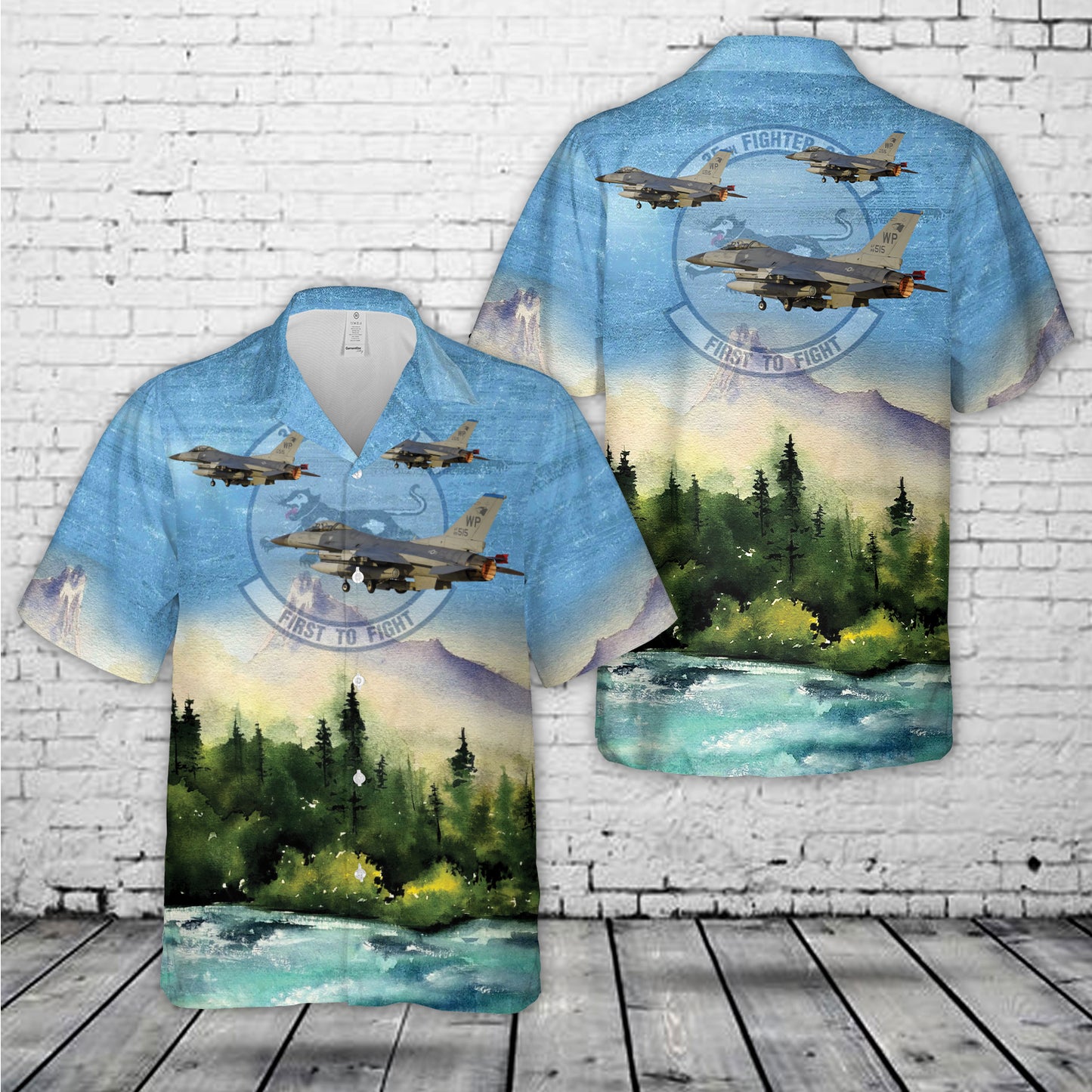 US Air Force 35th Fighter Squadron F-16C Fighting Falcon Hawaiian Shirt